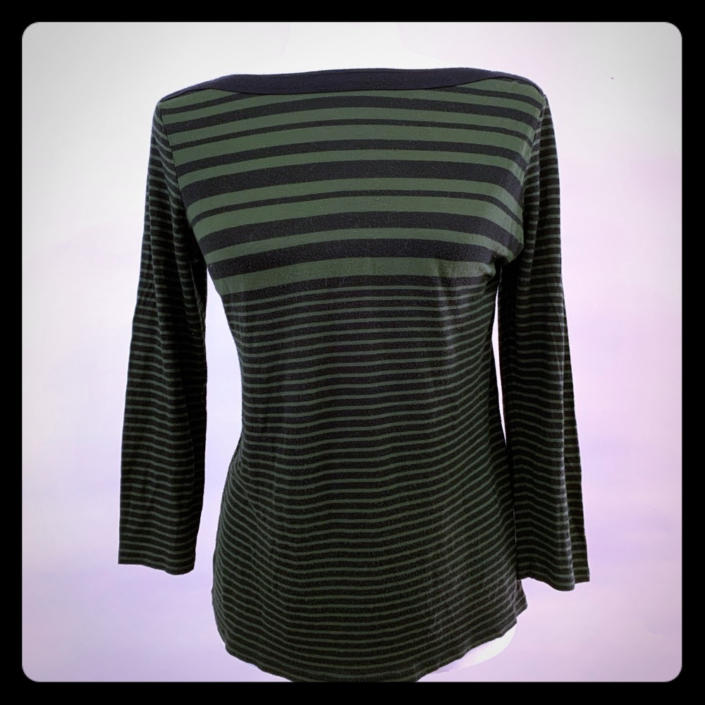 GAP long sleeve green striped shirt
